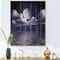 Designart - Full Moon In Cloudy Night Sky V - Nautical & Coastal Print on Natural Pine Wood